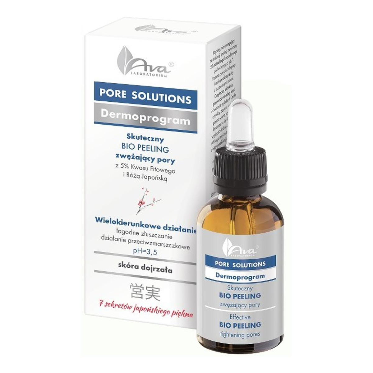 Ava Laboratorium Pore Solutions Bio peeling zwężający pory - łagodne złuszczanie z różą japońską i kwasem fitowym (5%) 30g