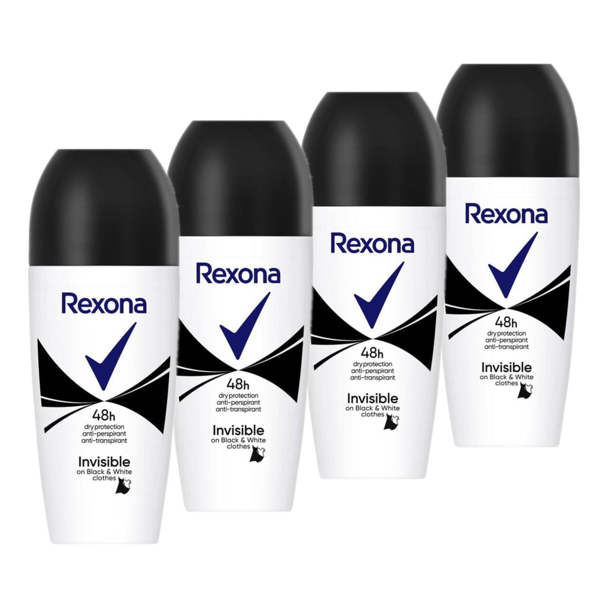 Rexona Invisible on black and white clothes Antyperspirant w kulce dla kobiet 4x50ml