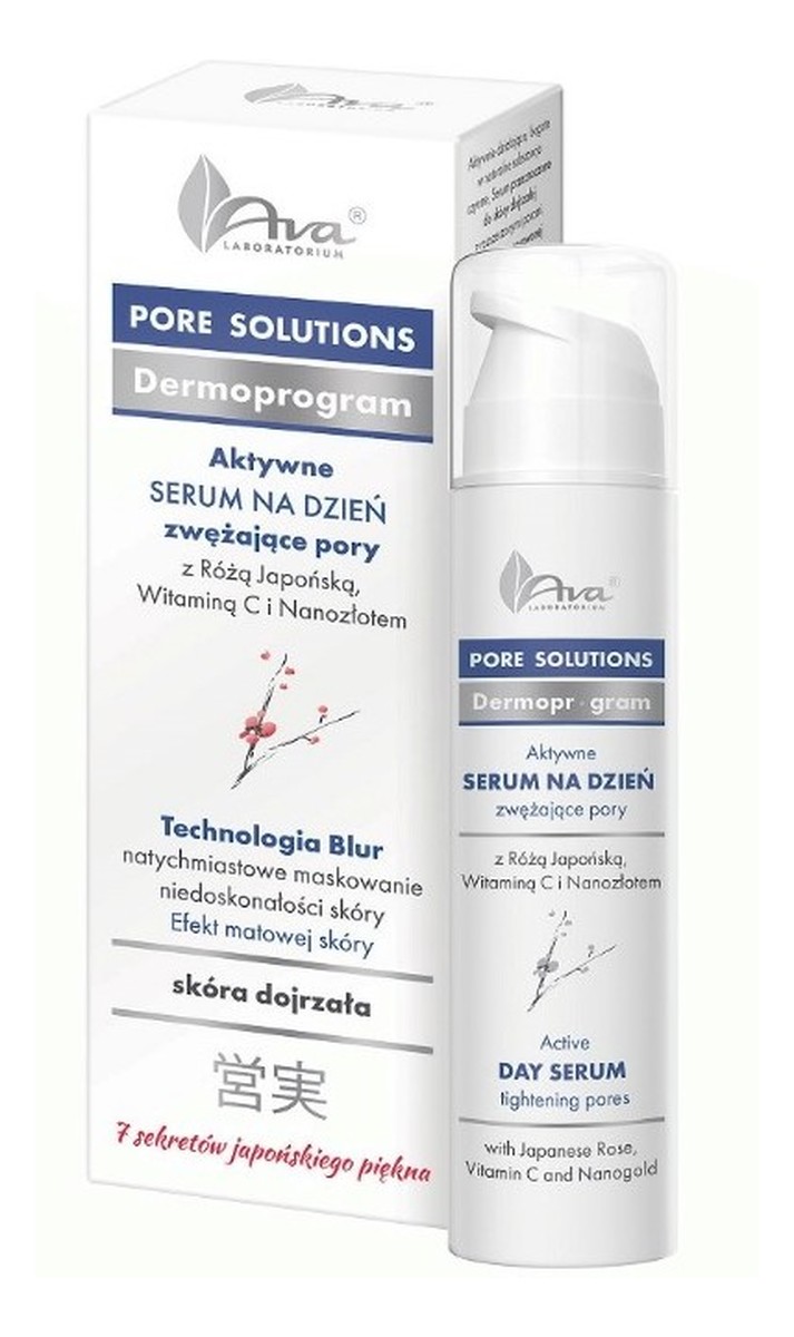 Serum na dzień zwężające pory z różą japońską witaminą C i nanozłotem