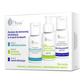 PHT Zestaw do domowej eksfoliacji Preparat odtłuszczający, 50ml+ 12% Kwasów owocowych, 50ml + Neutralizator