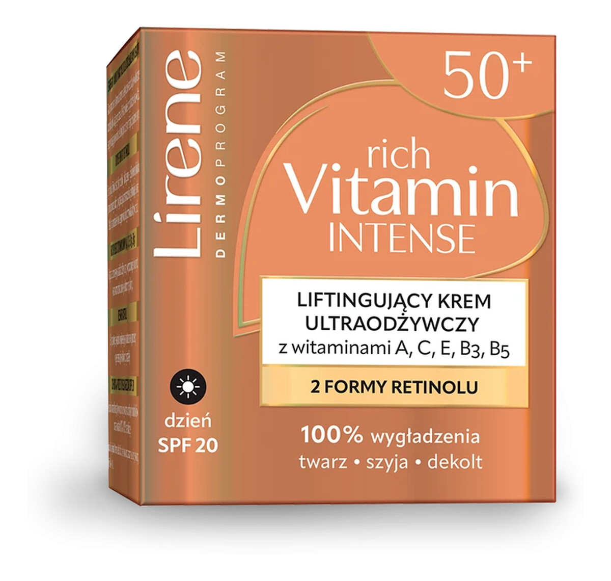 Liftingujący krem ultraodżywczy z SPF 20 i witaminami A, C, E, B3, B5 50+ na dzień