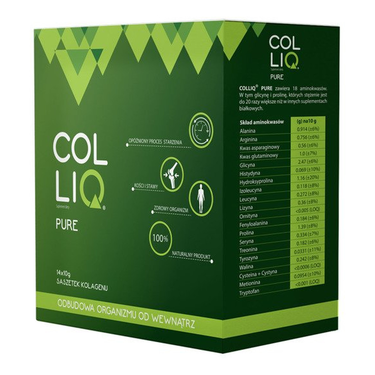 Colliq Pure suplement diety 14x10g saszetek kolagenu odbudowa organizmu od wewnątrz 140g