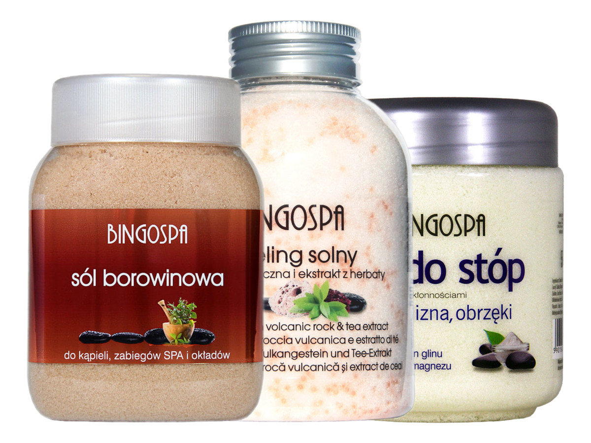 Sól do stóp opuchlizna i obrzęki + sól borowinowa do kąpieli + peeling solny