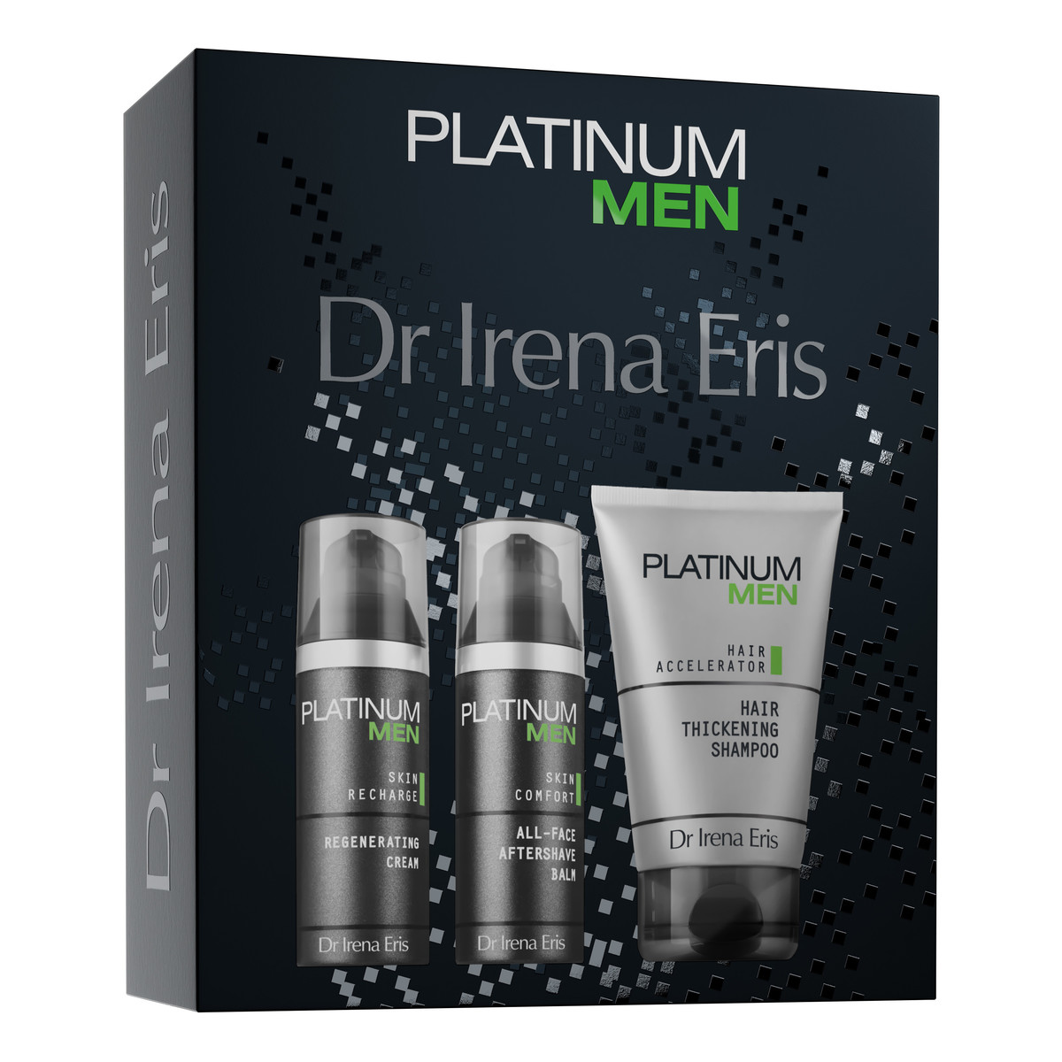Dr Irena Eris Platinum Men Zestaw Platinum Men Balsam po goleniu + Krem do twarzy + Szampon zagęszczający włosy 125ml