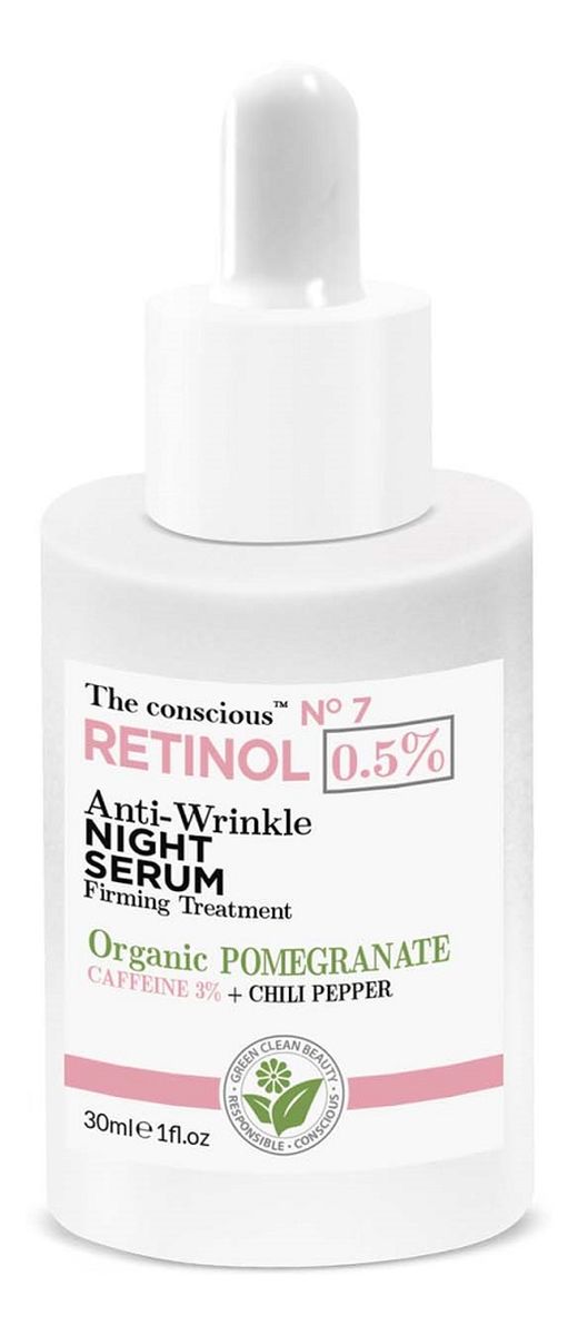 Retinol przeciwzmarszczkowe serum na noc z organicznym granatem