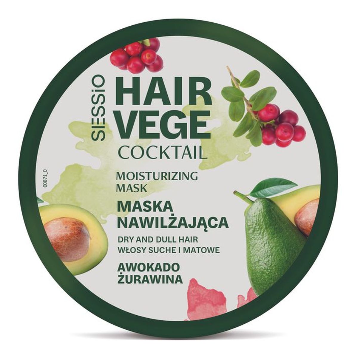 Sessio Hair Vege Coctail Maska nawilżająca z awokado i żurawiną 250ml