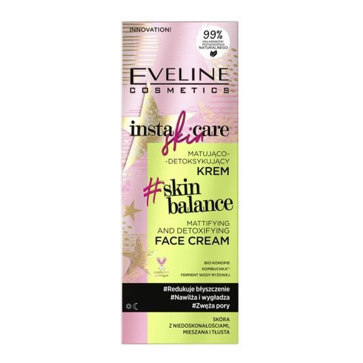 Eveline Insta Skin Care Krem do skóry z niedoskonałościami mieszanej i tłustej matująco-detoksykujący 50ml