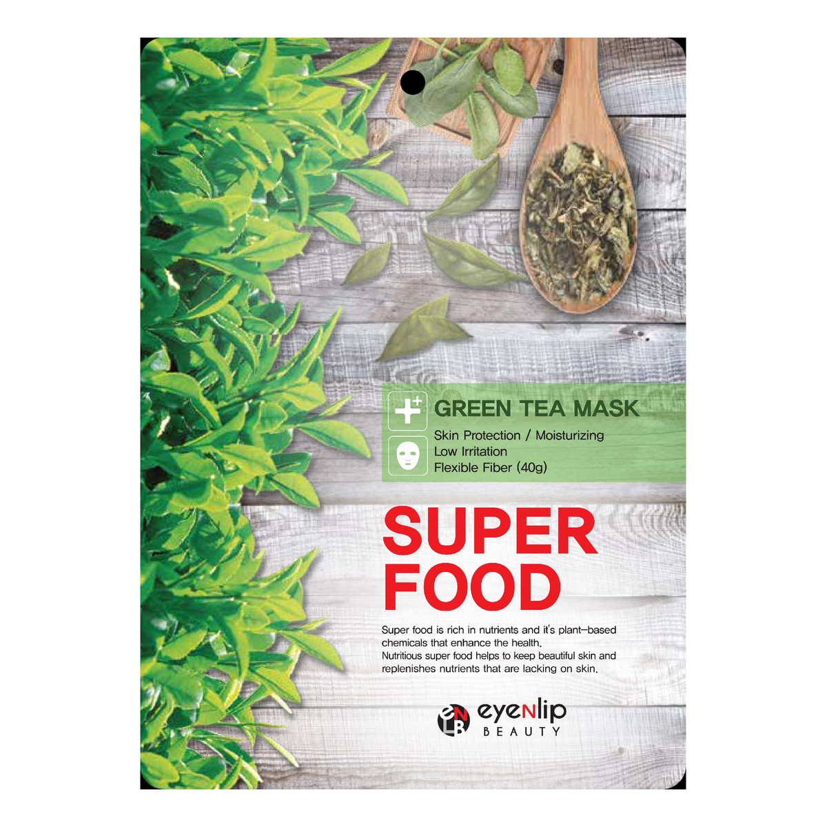 Eyenlip Super Food Maseczka w Płachcie Wzmacniająca Green Tea 23g