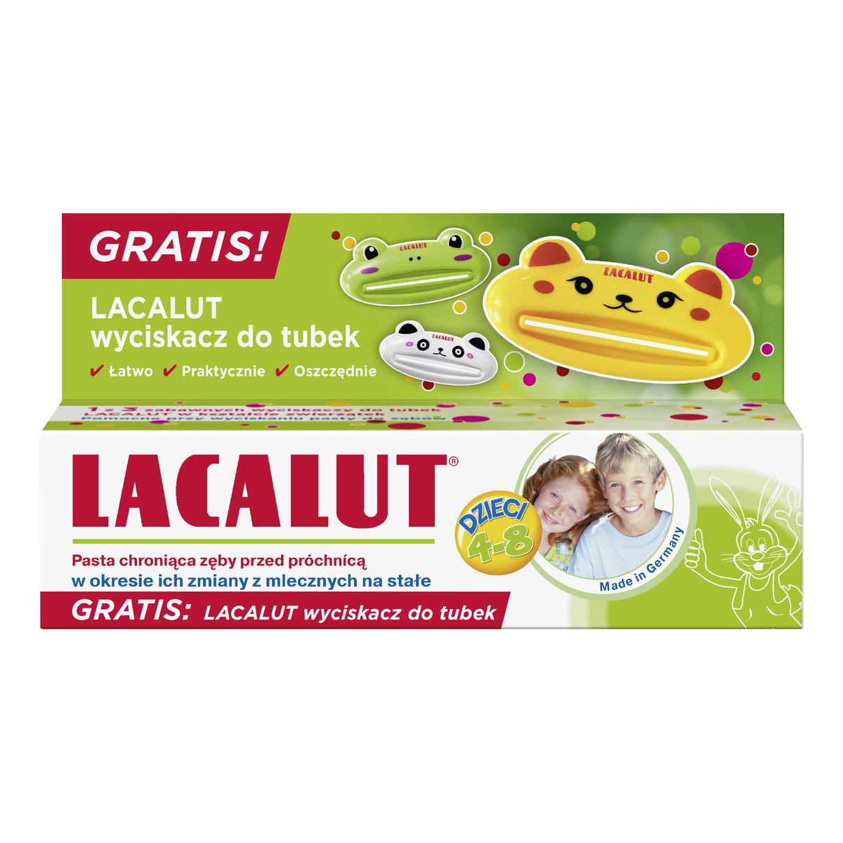 Lacalut Pasta do zębów dla dzieci od 4-8 Lat +wyciskacz Gratis 50ml