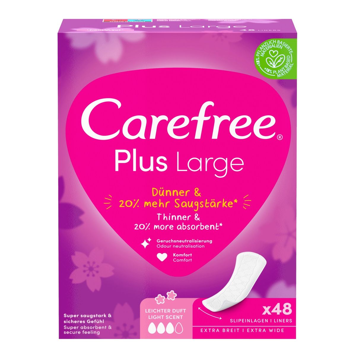 Carefree Plus large wkładki higieniczne light scent 48szt.