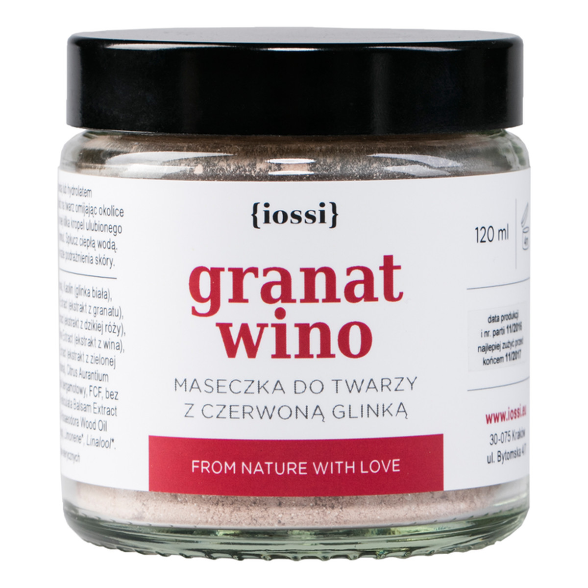 Iossi Granat Wino Ujędrniająco-Oczyszczająca Maseczka Do Twarzy Z Czerwoną Glinką 120ml