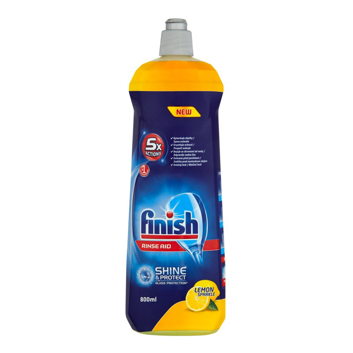 Finish 5x Power Actions Shine&Protect płyn nabłyszczający do zmywarek Lemon 800ml