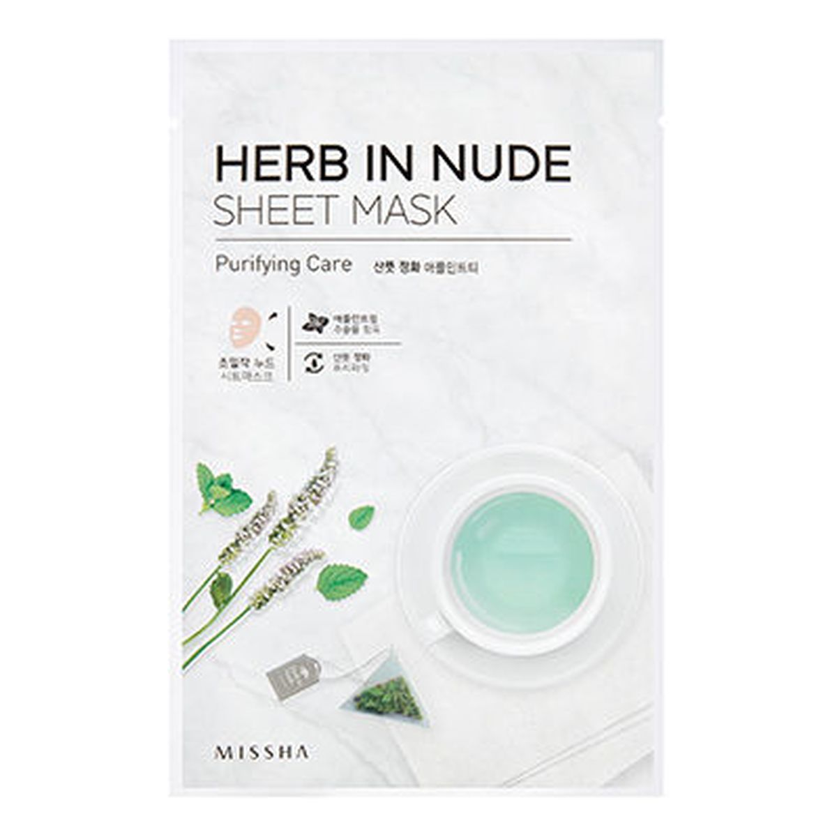 Missha Herb In Nude Sheet Mask Purifying Care Oczyszczająca maska bawełniana z kompleksem herbacianym 23g