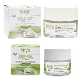 Kremy do twarzy anti-age zielona herbata kwas hialuronowy na dzień + na noc 2x50ml