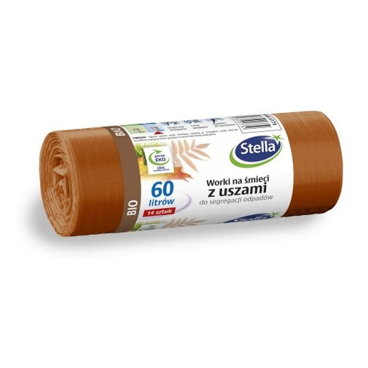 Stella Worki z uszami do segregacji odpadów BIO brązowe 60 l - 1op.-14szt 300g