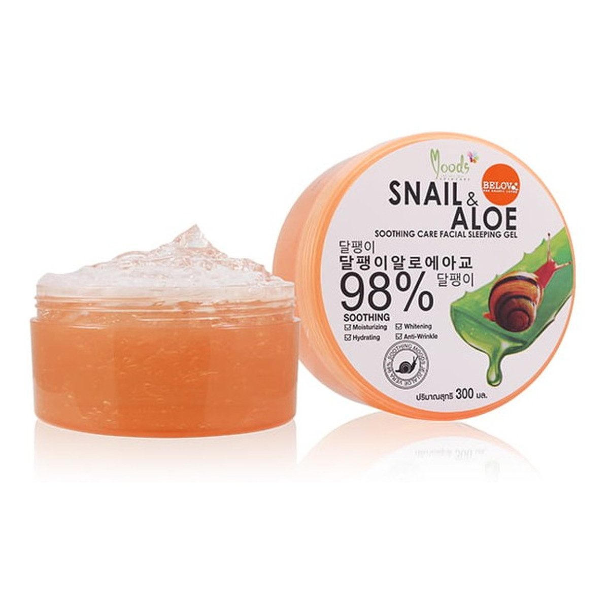 Moods Snail & Aloe 98% nawilżający Żel do twarzy i ciała na noc 300g