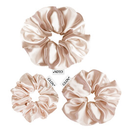 Satin scrunchies gumki do włosów s/m/l champagne 3szt