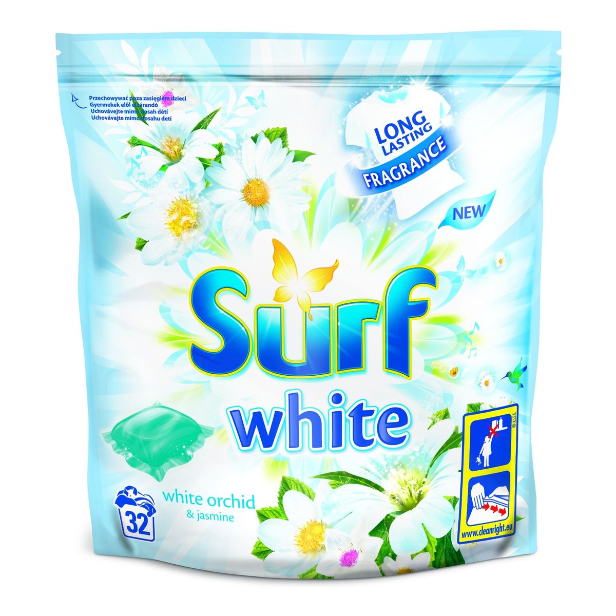 Surf White Biała Orchidea & Jaśmin kapsułki do prania 32szt
