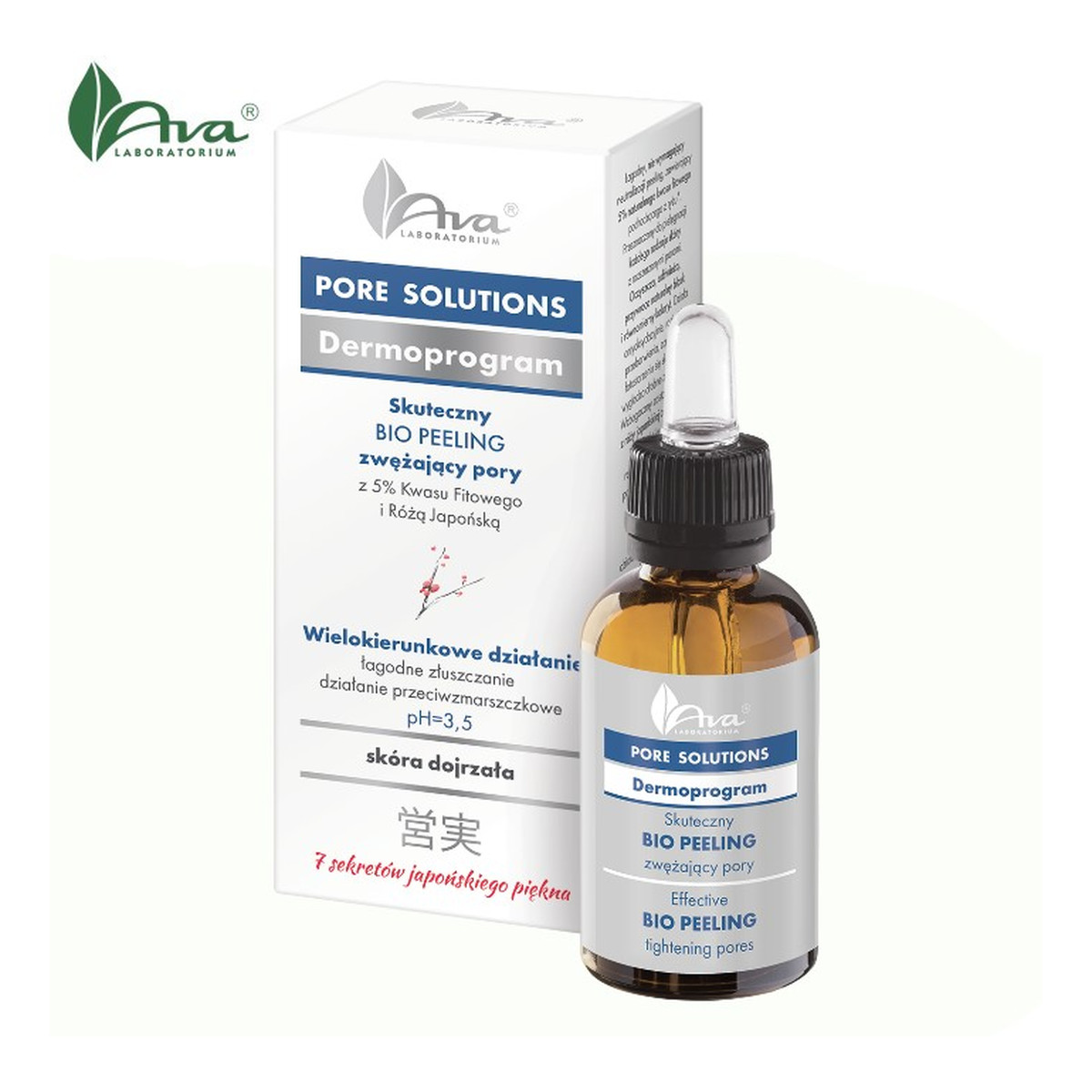 Ava Laboratorium Pore Solutions Bio peeling zwężający pory - łagodne złuszczanie z różą japońską i kwasem fitowym (5%) 30g