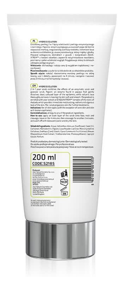 enzymatyczny peeling gruszkowy do twarzy z lawą wulkaniczną 2w1