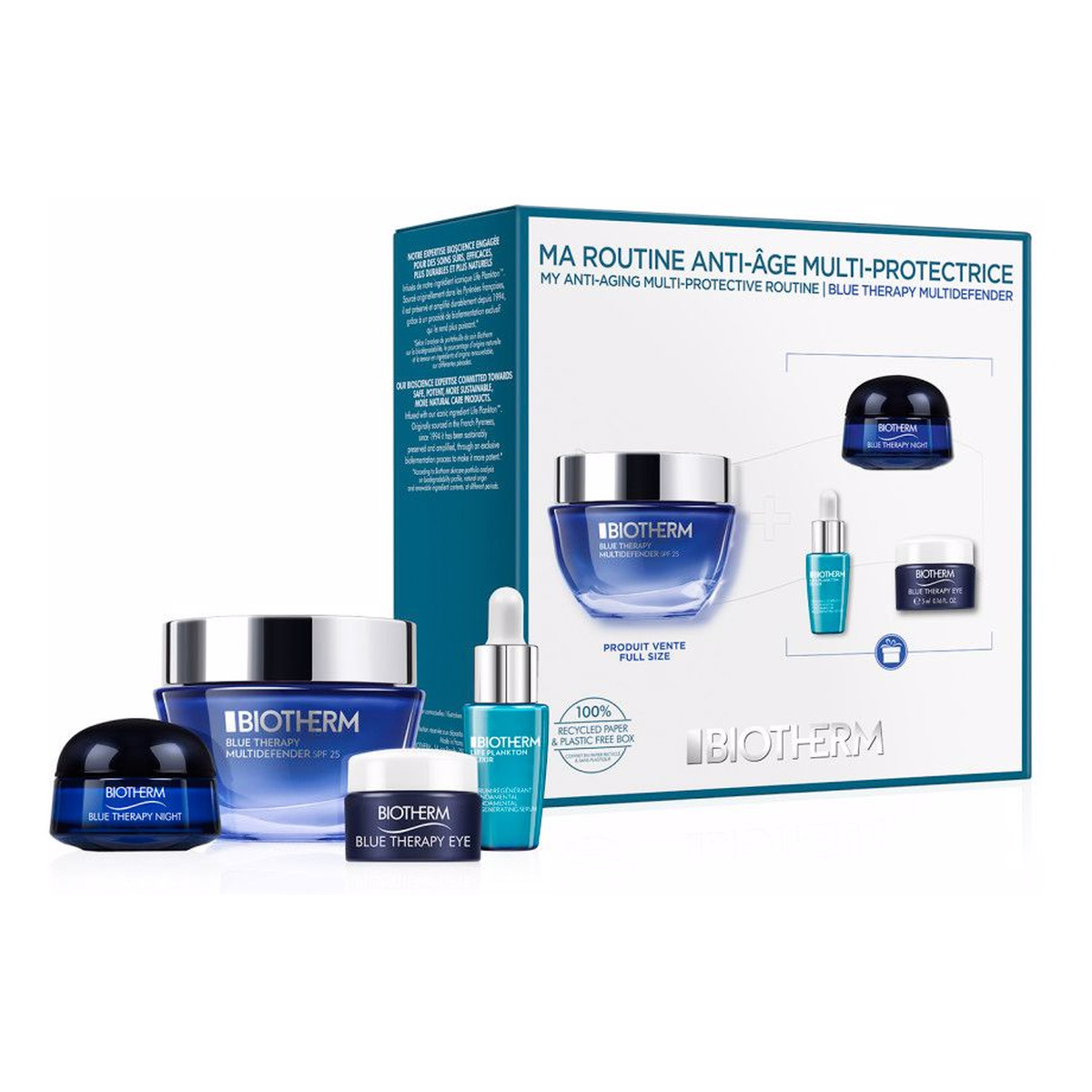 Biotherm Anti-Aging Multi-Protective Routine Zestaw Blue Therapy Multidefender SPF25 + Blue Therapy Night + Blue Therapy Eye + Life Plankton Regeneration Serum Elixir