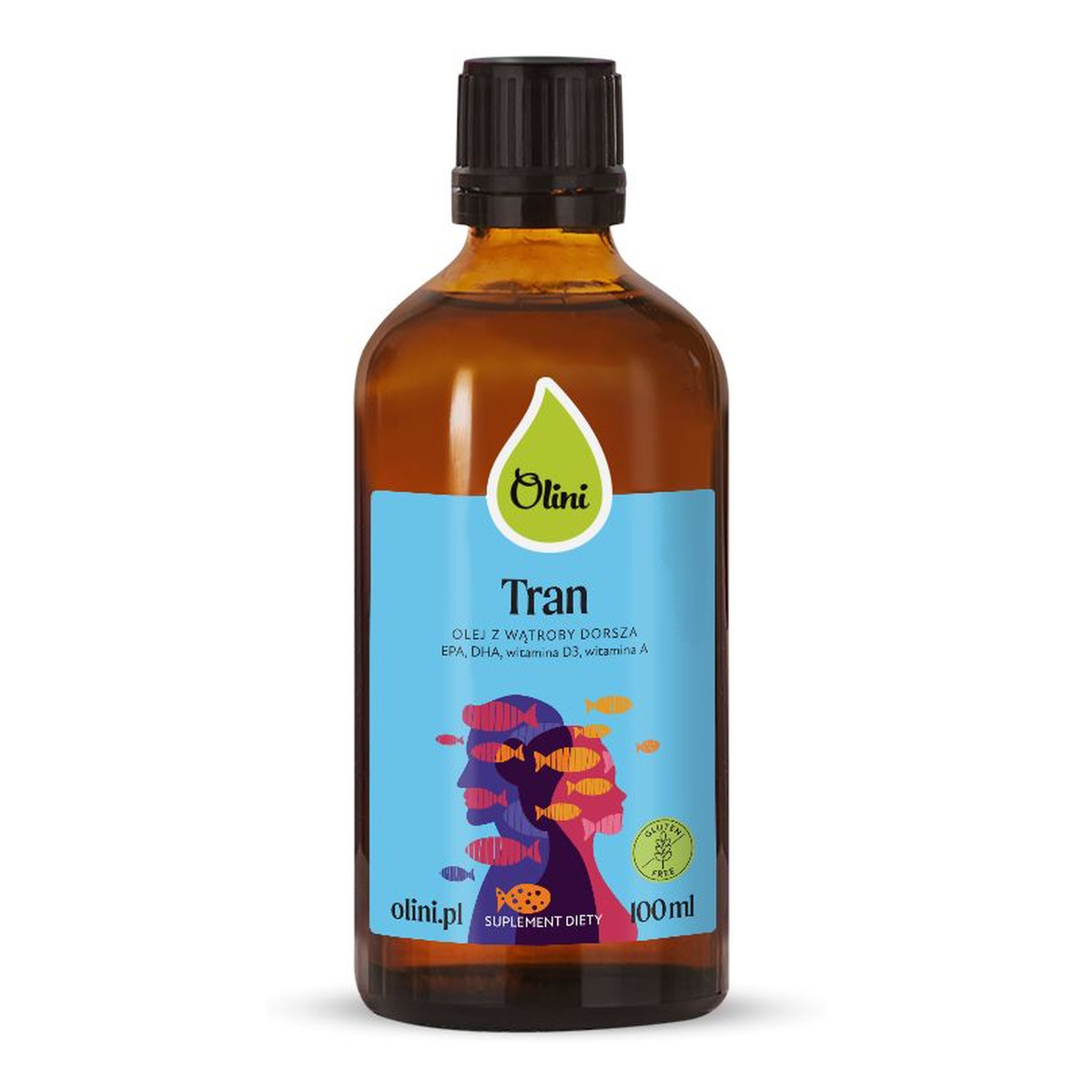 Olini Tran Norweski Omega-3 wit D3 i A EPA DHA na mózg serce wzrok 100ml