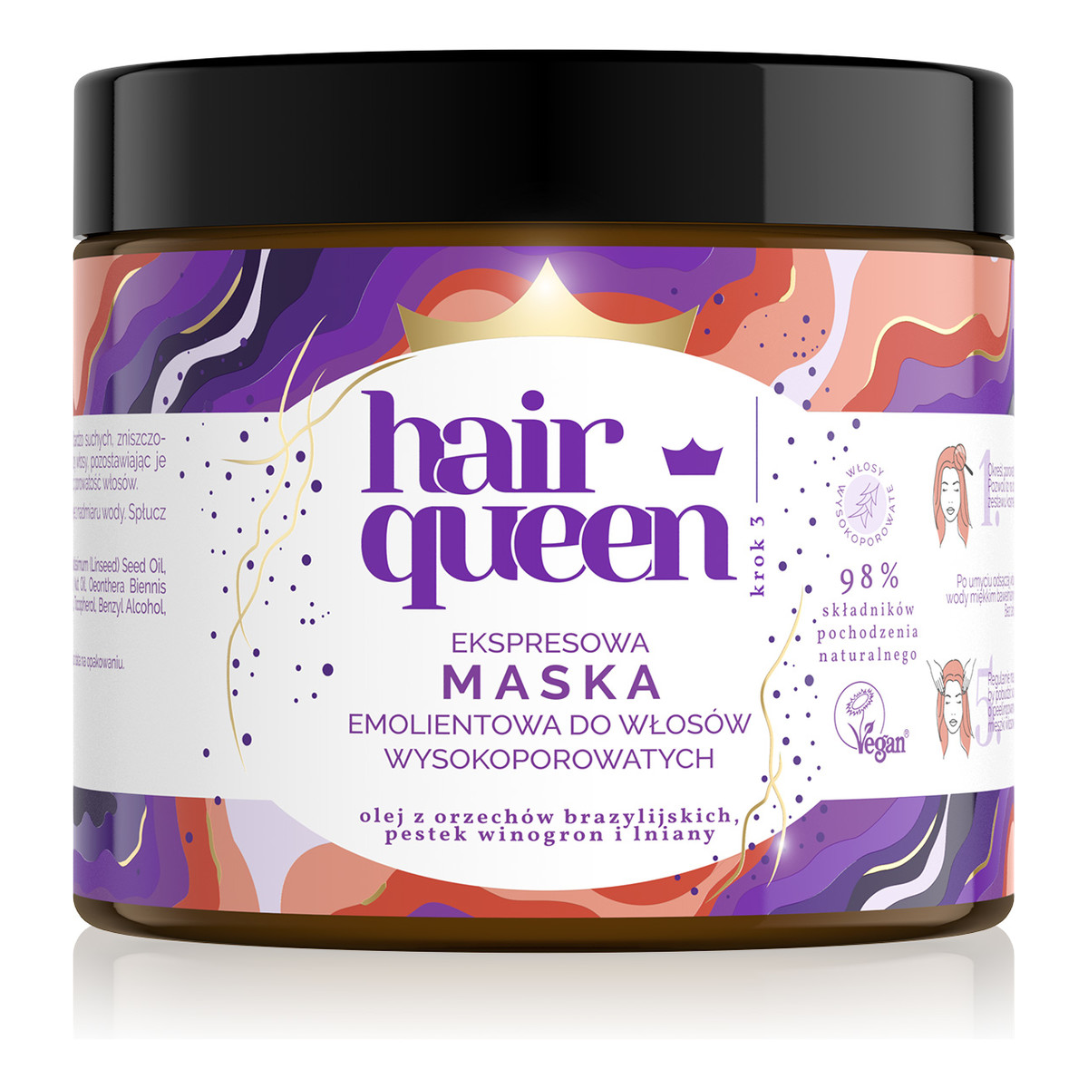 Hair Queen Ekspresowa maska emolientowa do włosów wysokoporowatych 400ml