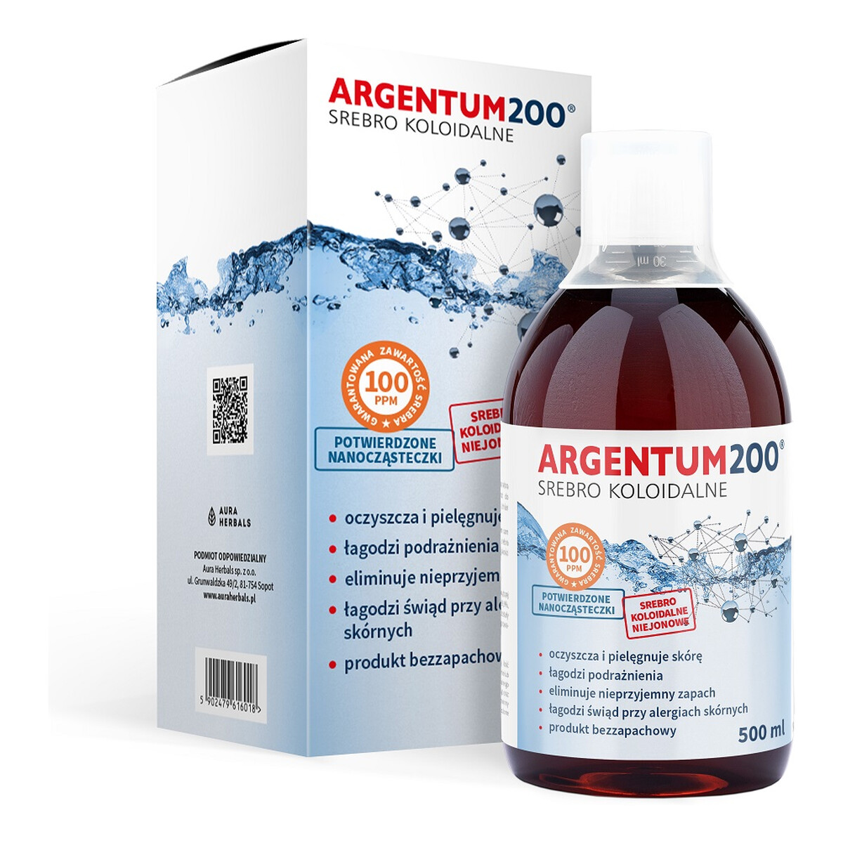 Aura Herbals Aura herbals_argentum200 sebro koloidalne 100ppm tonik 500ml