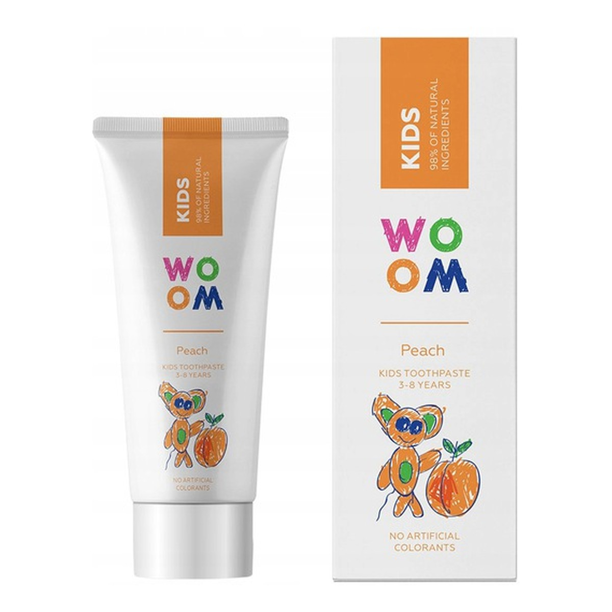 Woom Kids naturalna pasta do zębów dla dzieci 3-8 lat brzoskwinia 50ml