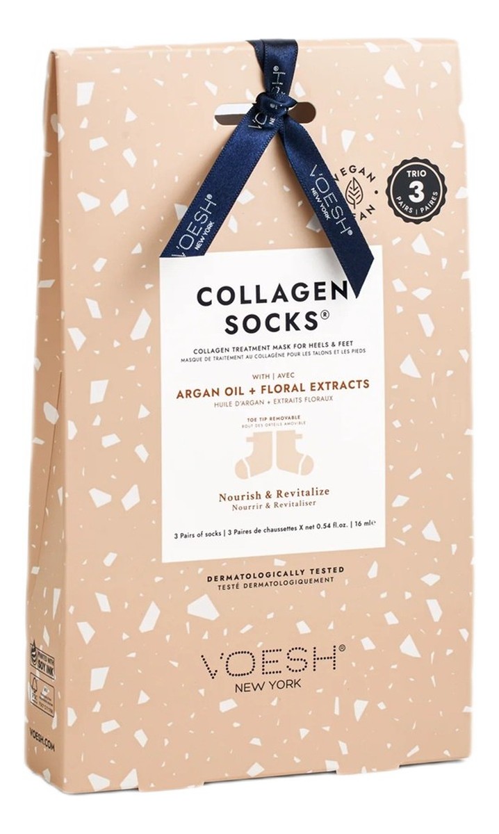 Collagen socks trio maska kolagenowa do pięt i stóp 3 pary skarpetek