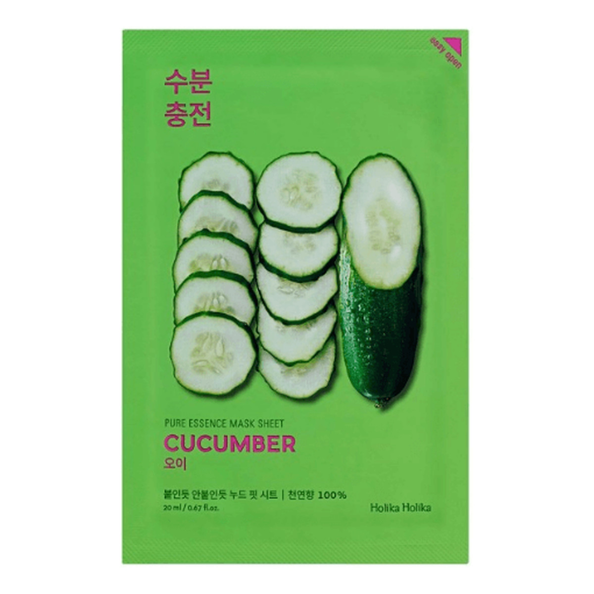 Holika Holika Pure Essence Mask Sheet Cucumber maseczka z ekstraktem z ogórka Odświeżająca1 sztuka 20ml