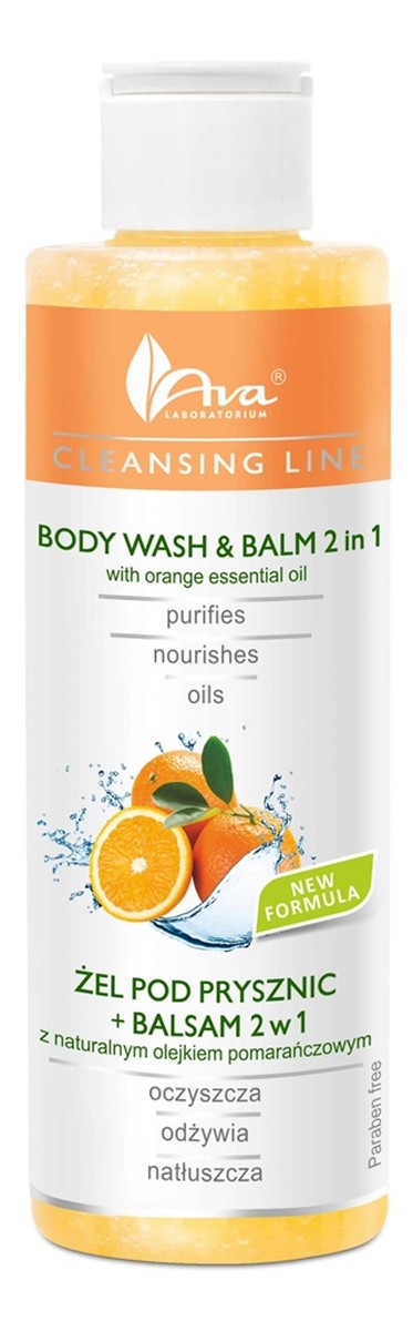 Żel pod prysznic + balsam 2w1 z naturalnym olejkiem pomarańczowym 200ml