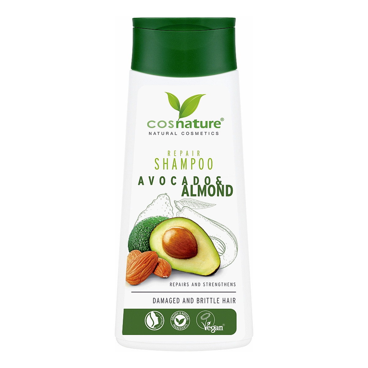Cosnature Naturalny regenerujący szampon do włosów z awokado i migdałami 200ml