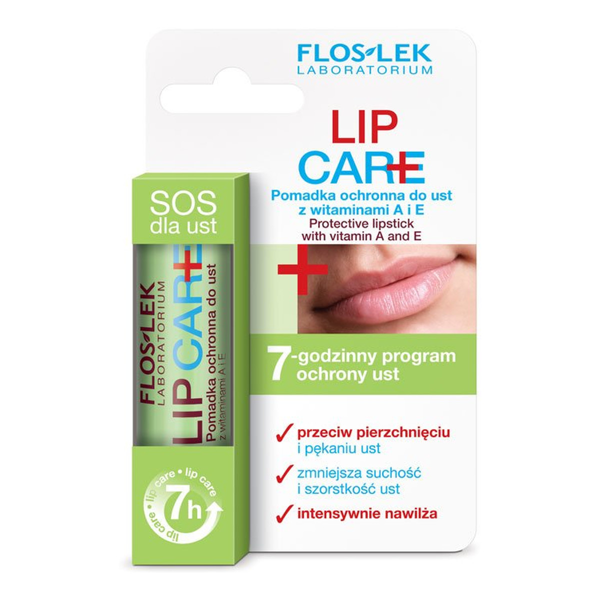FlosLek Labolatorium Lip Care Pomadka Ochronna do Ust z Witaminami A i E