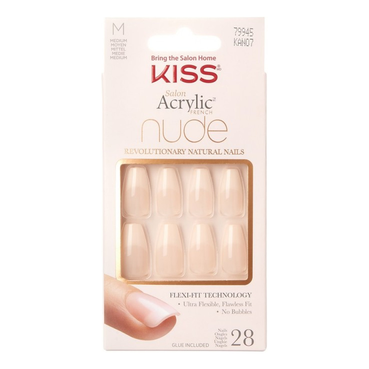 Kiss Salon Acrylic French Nude Sztuczne paznokcie Leilani (M) 28szt.