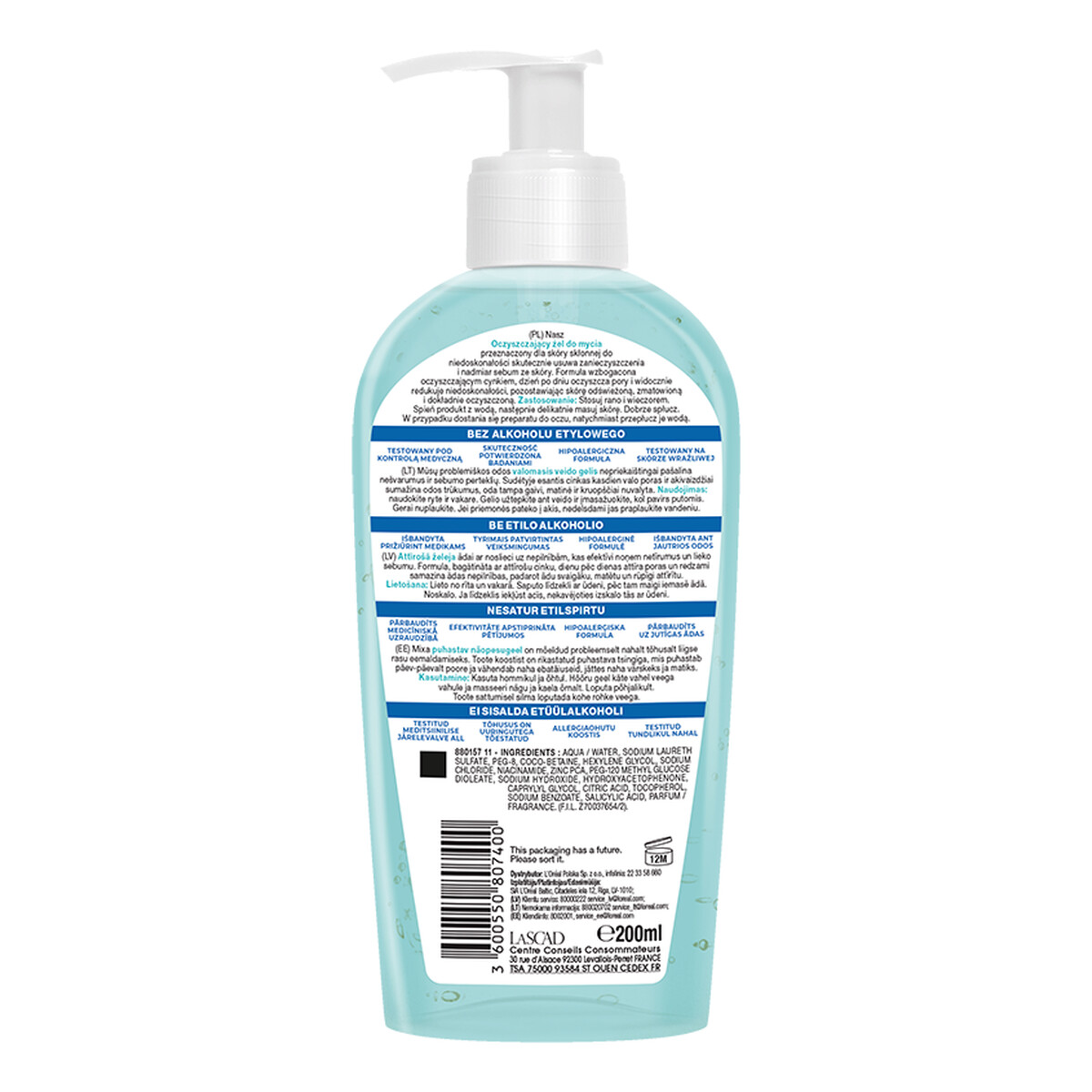 Mixa Ekspert Skóry Wrażliwej Przeciw Niedoskonałościom Oczyszczający Żel Myjący Bez Mydła 200ml