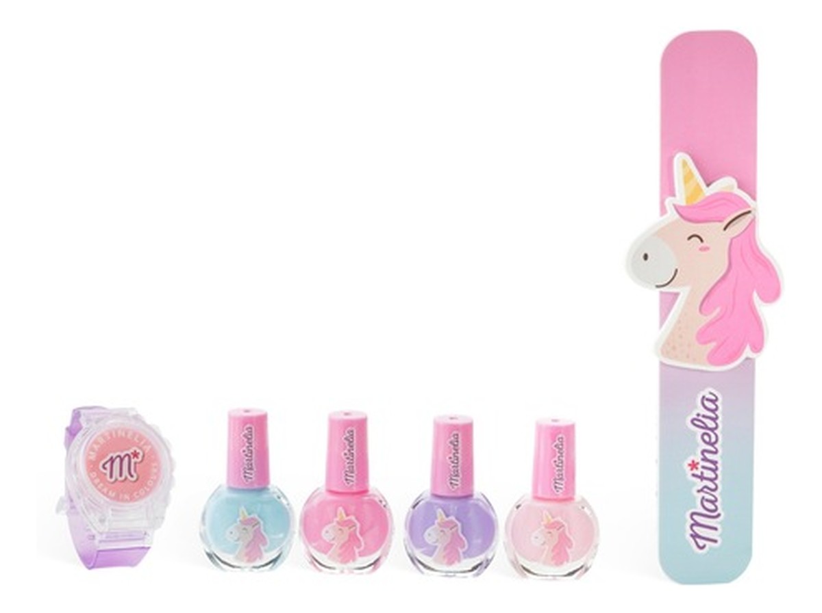 Watch & Manicure Set Zestaw Uroczy zegarek z błyszczykiem + Lakier do paznokci 4szt + Pilnik