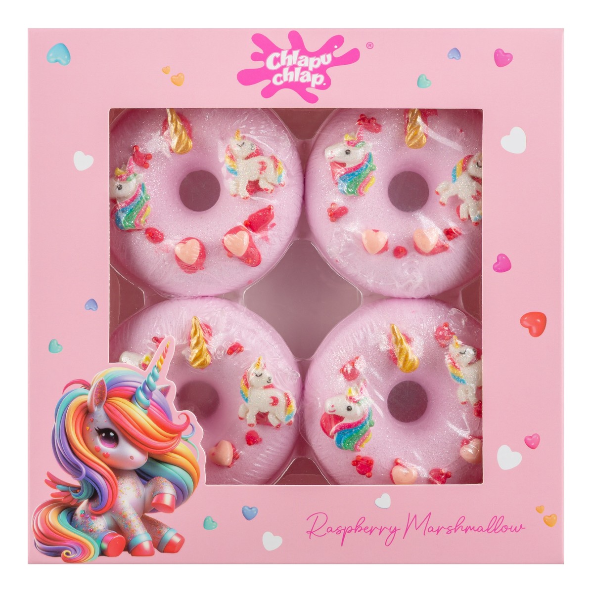 Zestaw donut do kąpieli pianka malinowa 4 szt