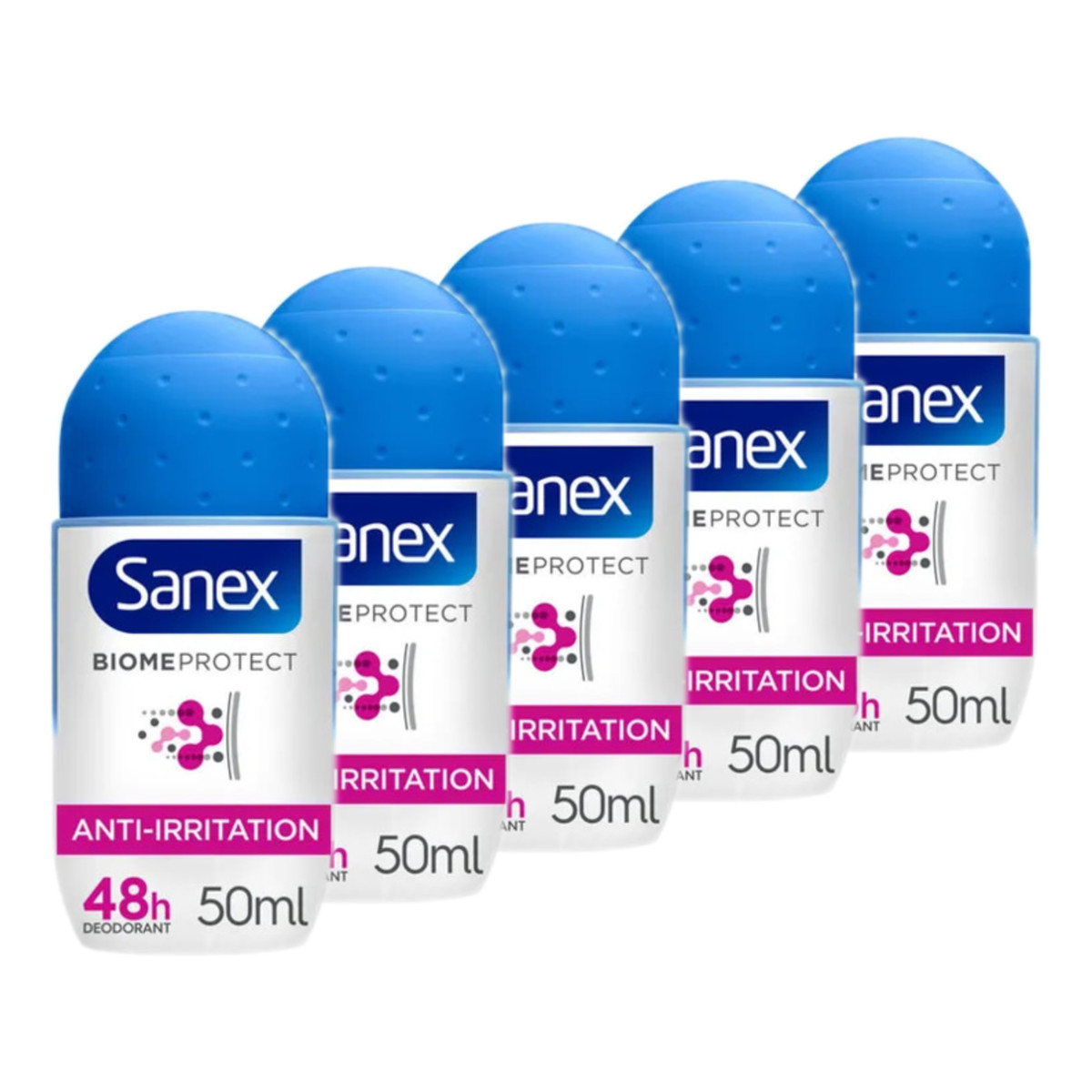 Sanex Anti-Irritation Dezodorant 48H roll-on 5x50ml