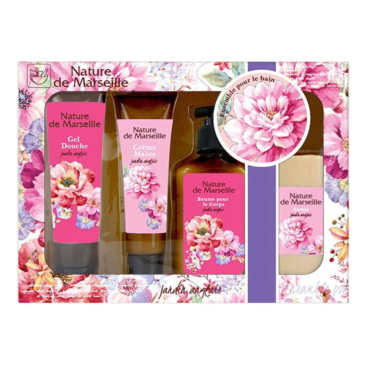 Nature de Marseille Anielski Ogród Zestaw Prezentowy Balsam Do Ciała + Krem Do Rąk + Żel Pod Prysznic + Mydło