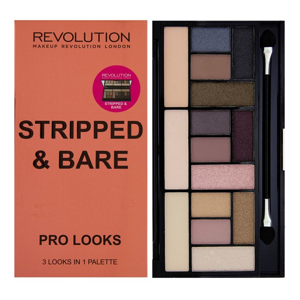 Makeup Revolution Pro Looks Stripped & Bare Paleta 15 Cieni Do Powiek 13g