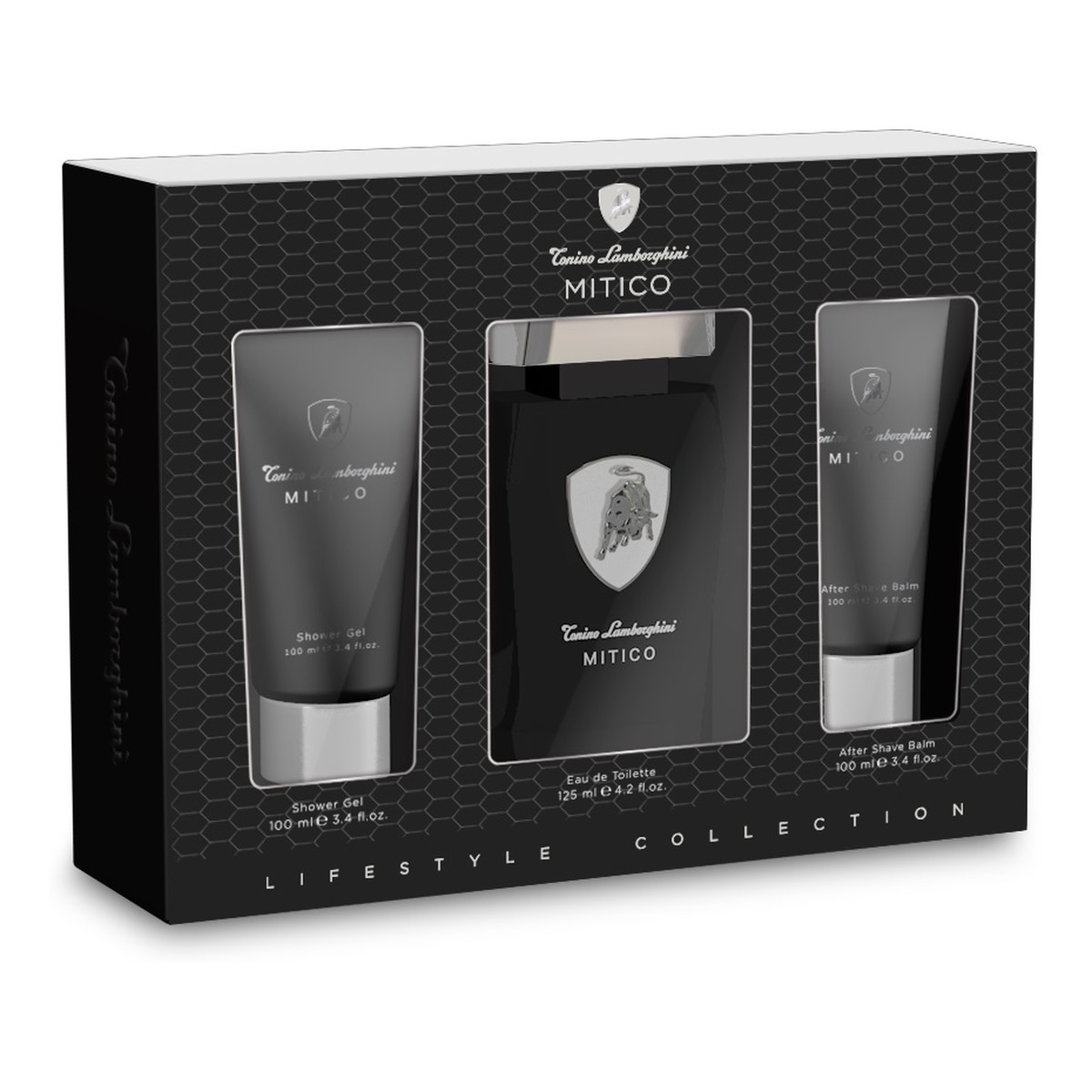 Tonino Lamborghini Mitico Zestaw woda toaletowa spray 125ml + balsam po goleniu 100ml + żel pod prysznic 100ml