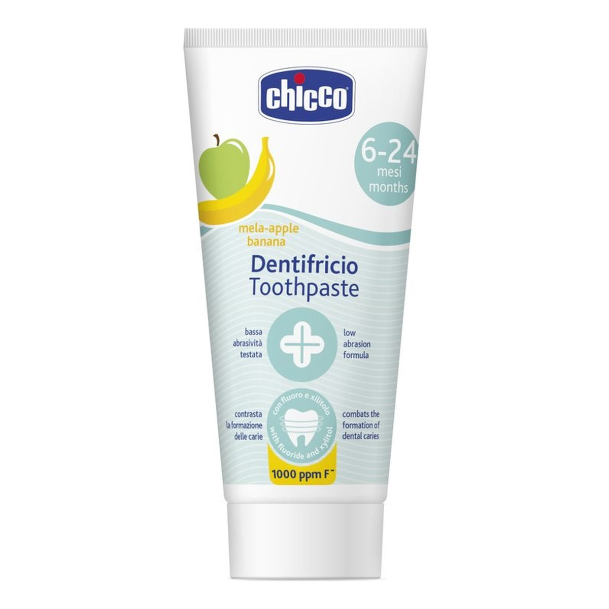 Chicco Toothpaste pasta do zębów z fluorem 1000ppm o smaku jabłkowo-bananowym 6-24m 50ml