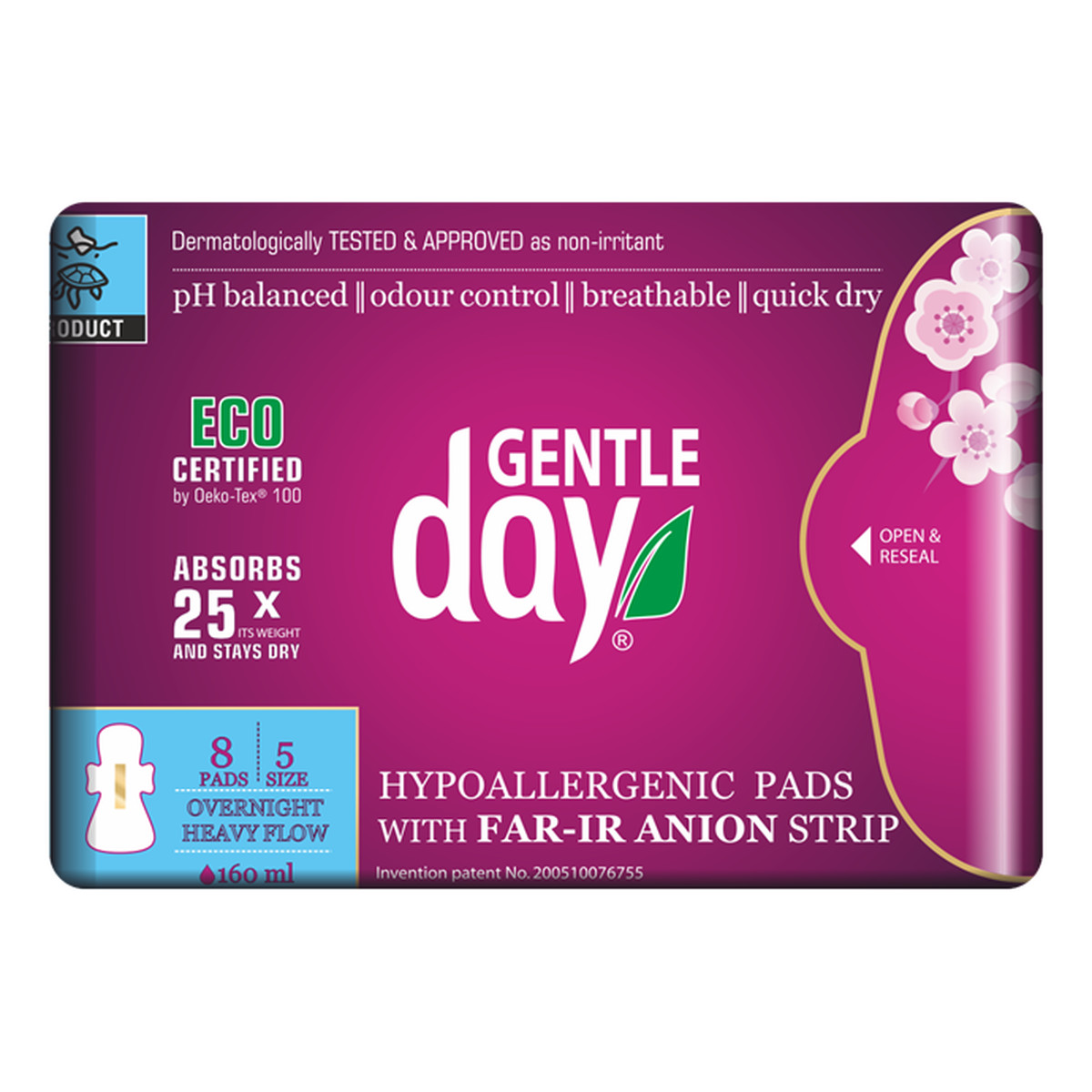 Gentle Day podpaski higieniczne na noc z paskiem anionowym 8szt