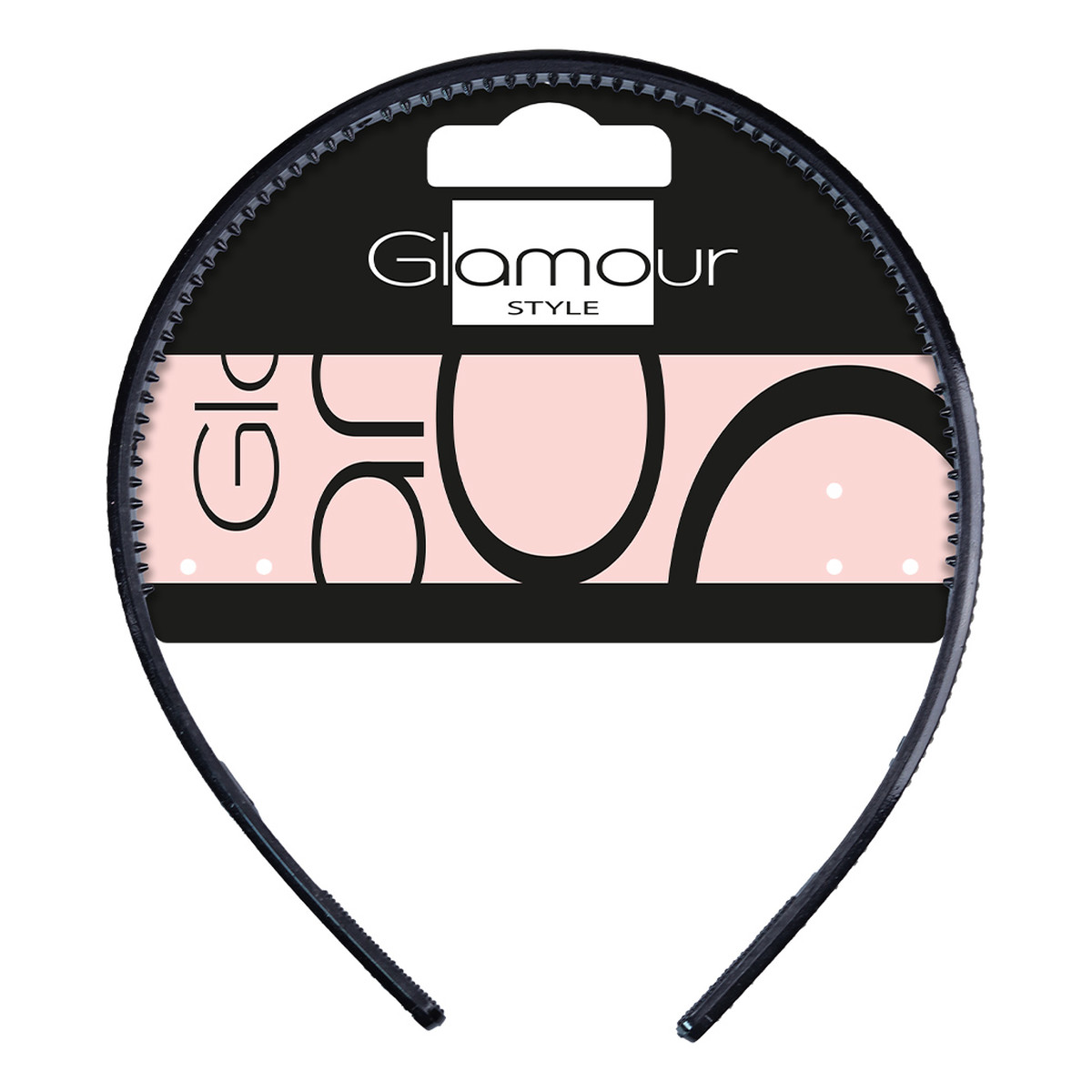 Glamour Plastikowa opaska do włosów z kryształkami czarna
