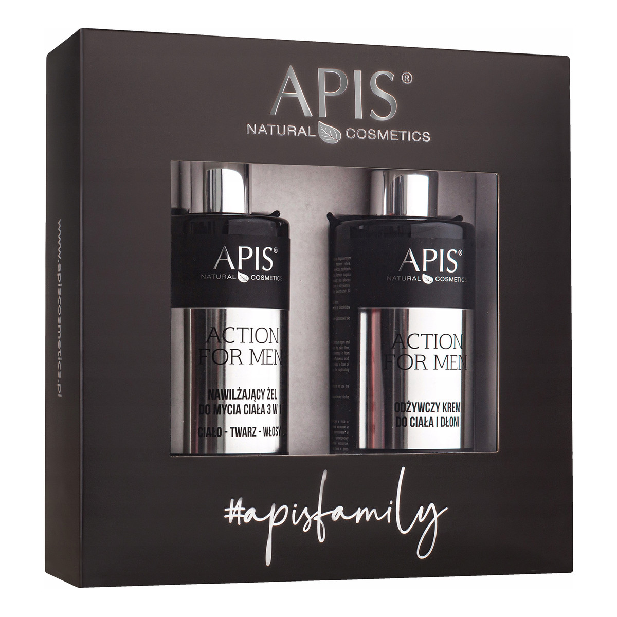 Apis Action For Men Zestaw nawilżający żel do mycia ciała 3w1 300ml + odżywczy krem do ciała i dłoni 300ml