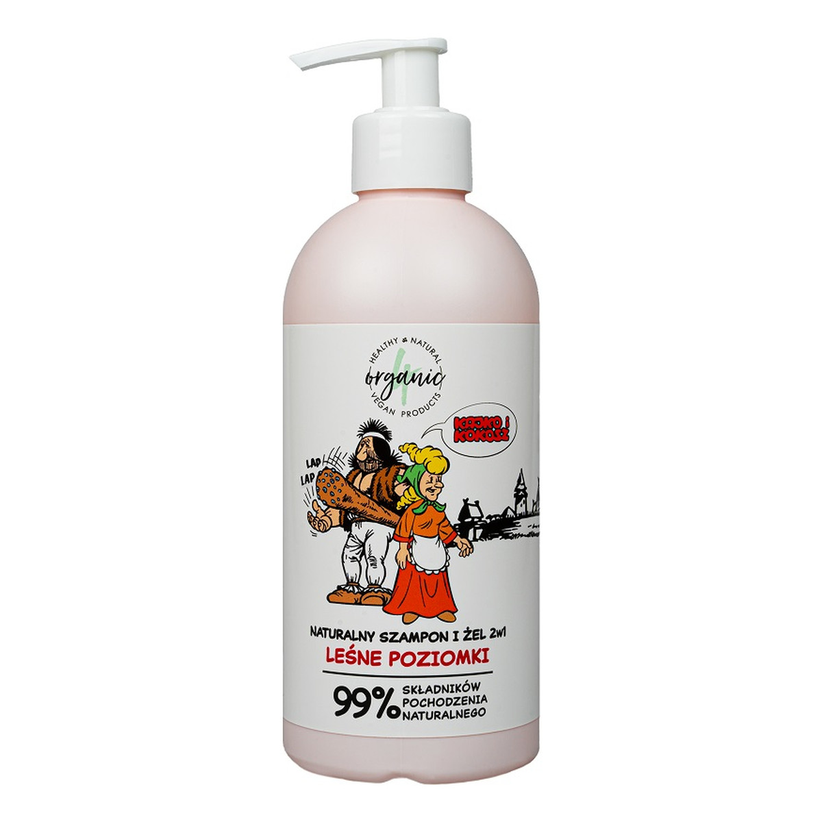 4organic Kajko i Kokosz naturalny szampon i Żel do mycia dla dzieci 2w1 leśne poziomki 350ml