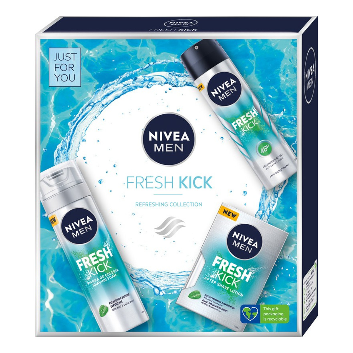 Nivea Men Zestaw prezentowy Fresh Kick deo spray + pianka do golenia + woda po goleniu