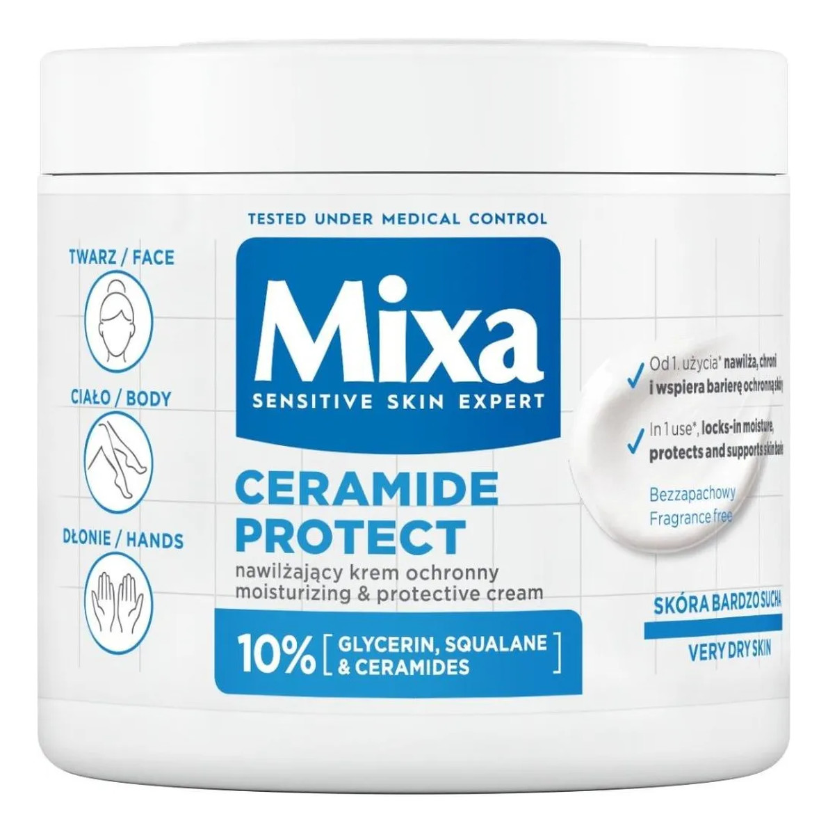 Krem regenerujący + Ceramide Ochronny do twarzy dłoni i ciała 2x400ml