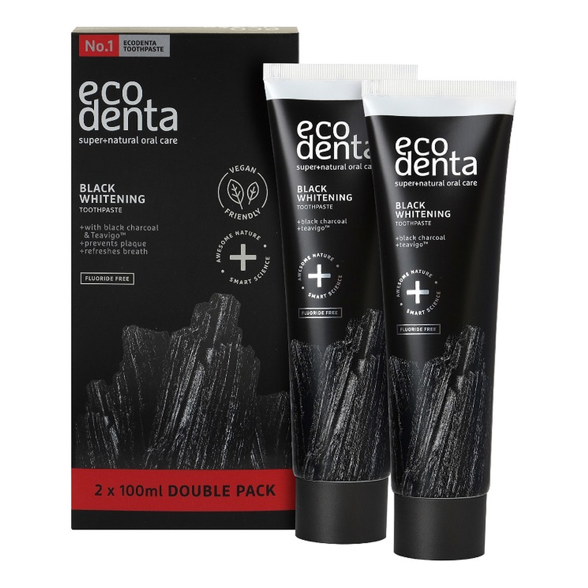 Ecodenta Black whitening toothpaste czarna pasta do zębów wybielająca z węglem 2x 100ml